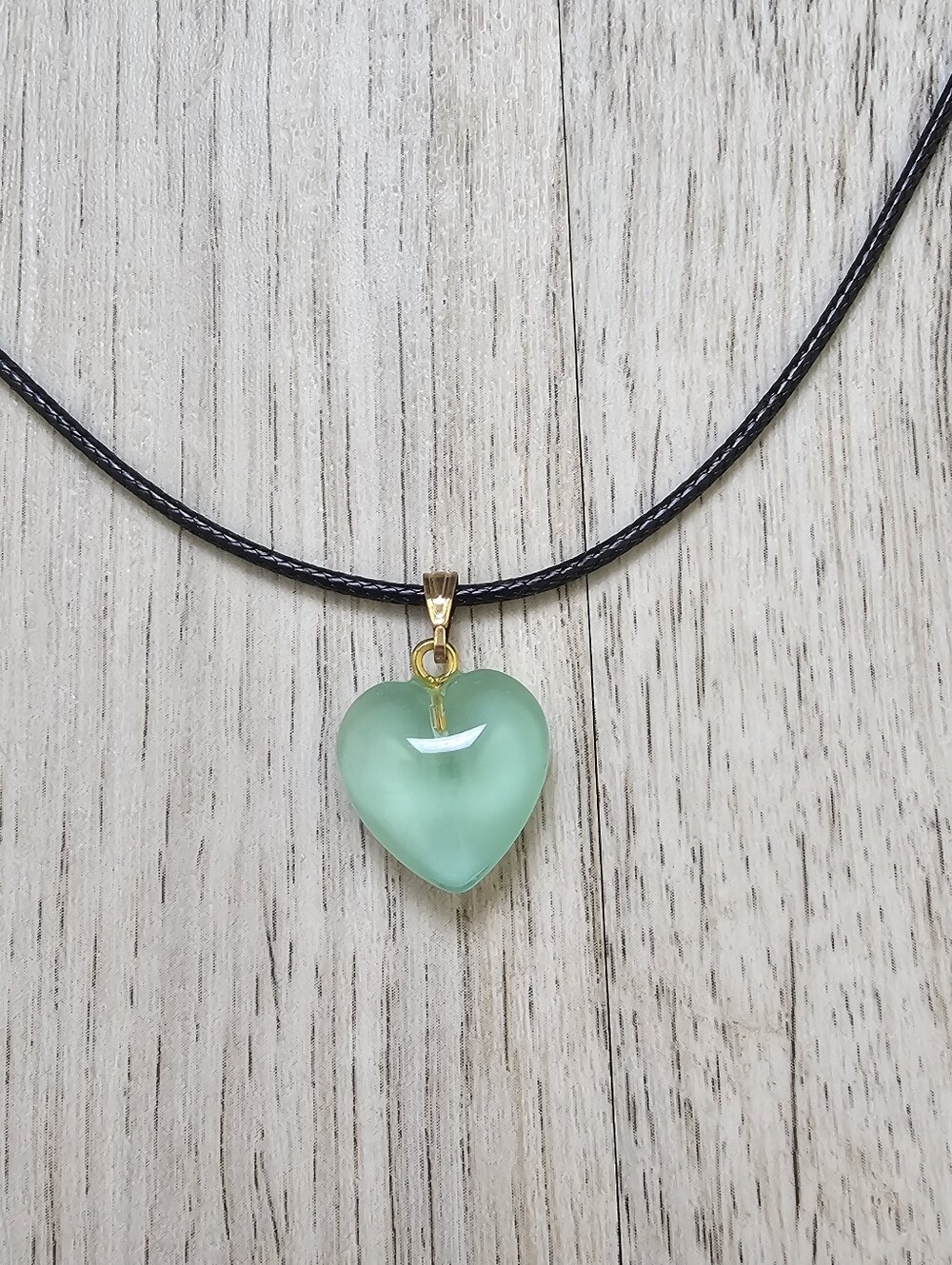 Translucent Heart Charm Cord Necklace